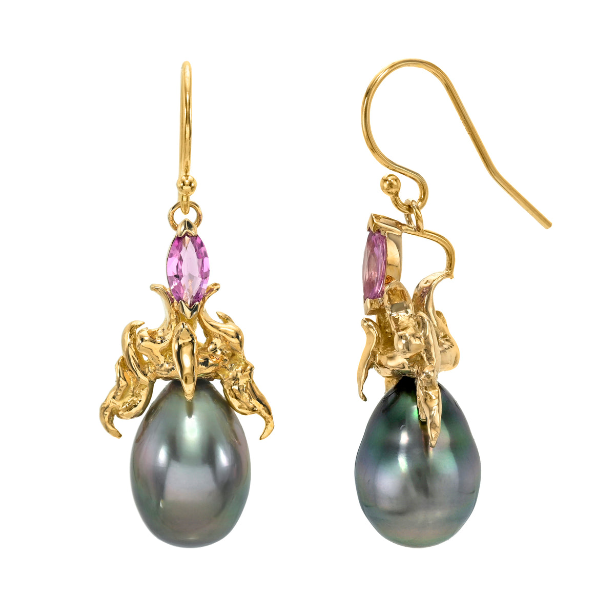 Goddess Tear Black Pearl Earrings
