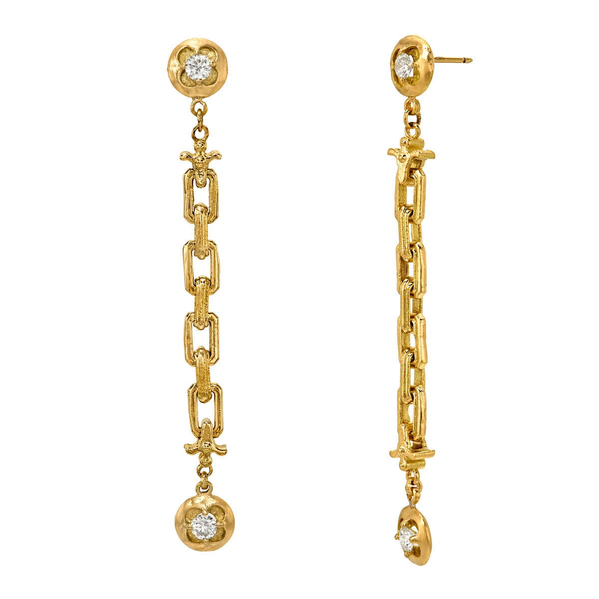 Long Portal Chain Earrings - Diamonds
