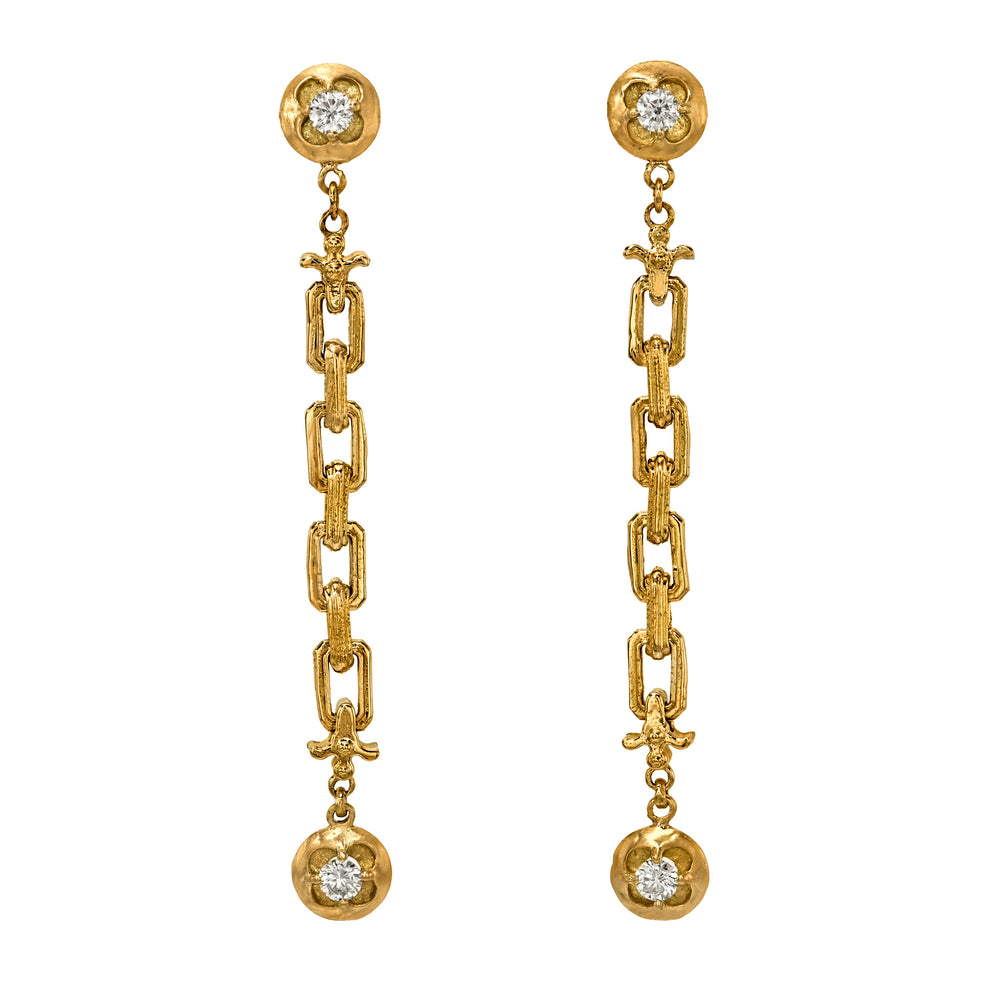 Long Portal Chain Earrings - Diamonds